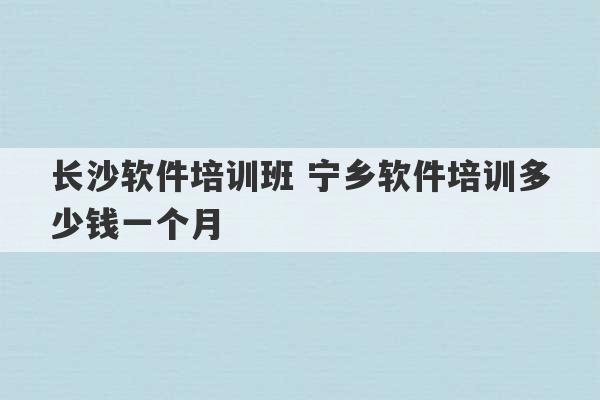 长沙软件培训班 宁乡软件培训多少钱一个月