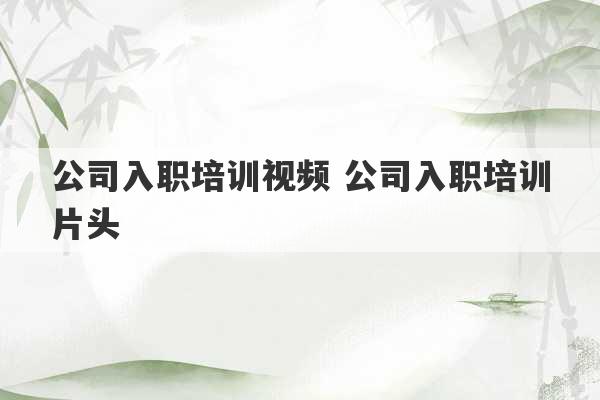 公司入职培训视频 公司入职培训片头