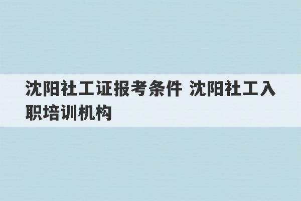 沈阳社工证报考条件 沈阳社工入职培训机构