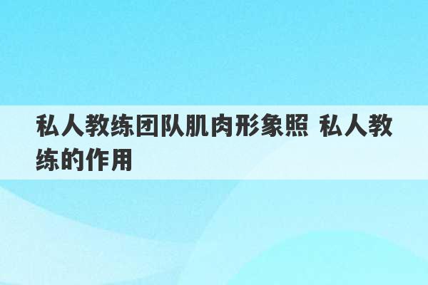 私人教练团队肌肉形象照 私人教练的作用