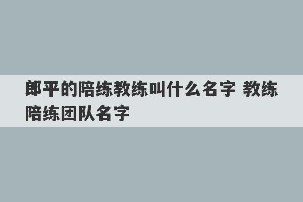 郎平的陪练教练叫什么名字 教练陪练团队名字