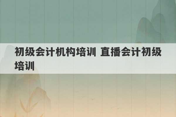 初级会计机构培训 直播会计初级培训