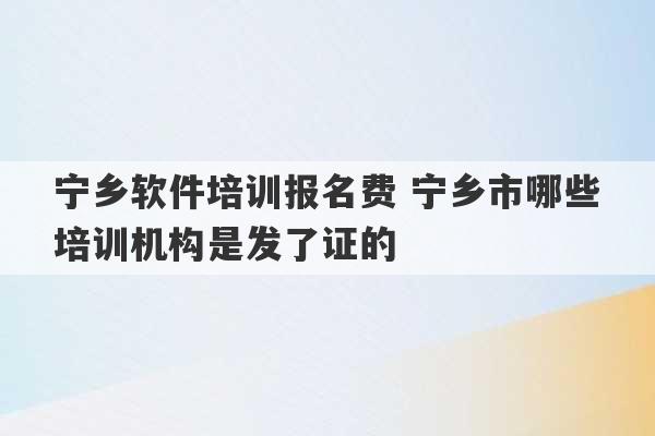 宁乡软件培训报名费 宁乡市哪些培训机构是发了证的