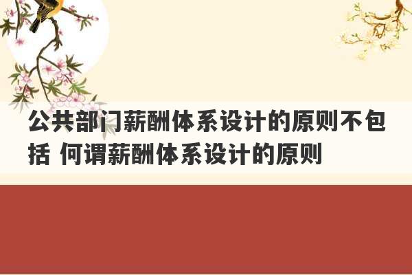 公共部门薪酬体系设计的原则不包括 何谓薪酬体系设计的原则