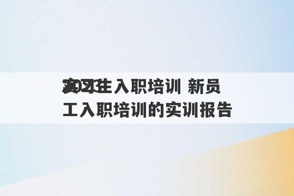 2023
实习生入职培训 新员工入职培训的实训报告