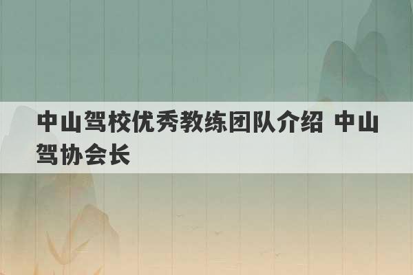 中山驾校优秀教练团队介绍 中山驾协会长