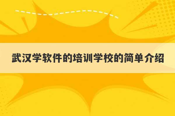 武汉学软件的培训学校的简单介绍