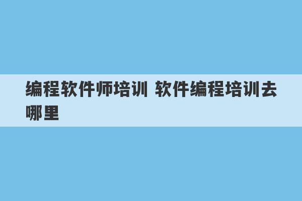 编程软件师培训 软件编程培训去哪里