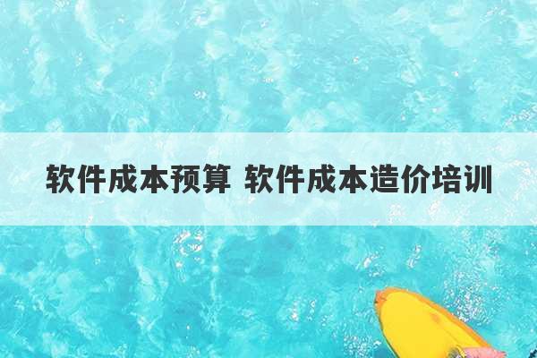 软件成本预算 软件成本造价培训