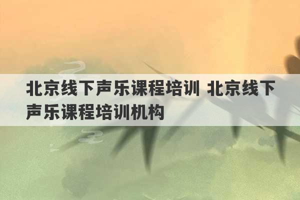 北京线下声乐课程培训 北京线下声乐课程培训机构