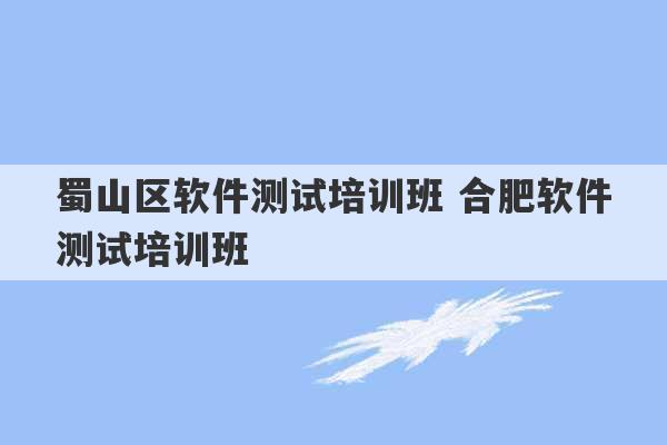 蜀山区软件测试培训班 合肥软件测试培训班