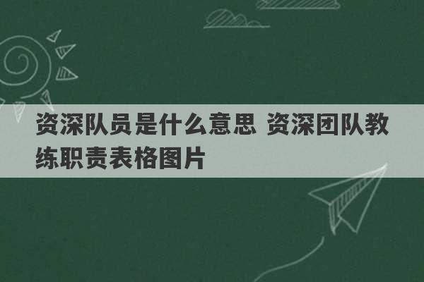 资深队员是什么意思 资深团队教练职责表格图片