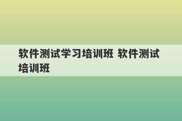 软件测试学习培训班 软件测试 培训班