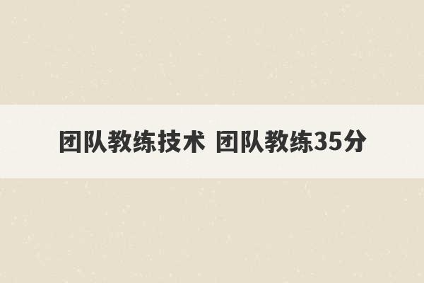 团队教练技术 团队教练35分