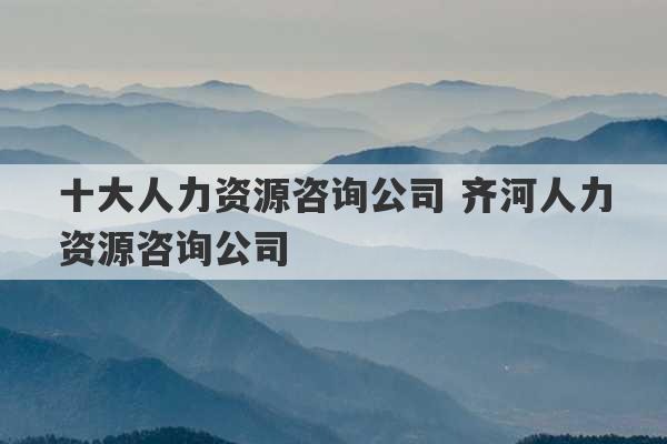 十大人力资源咨询公司 齐河人力资源咨询公司