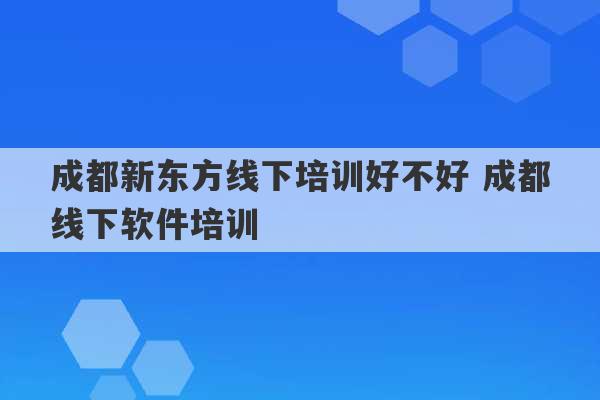 成都新东方线下培训好不好 成都线下软件培训