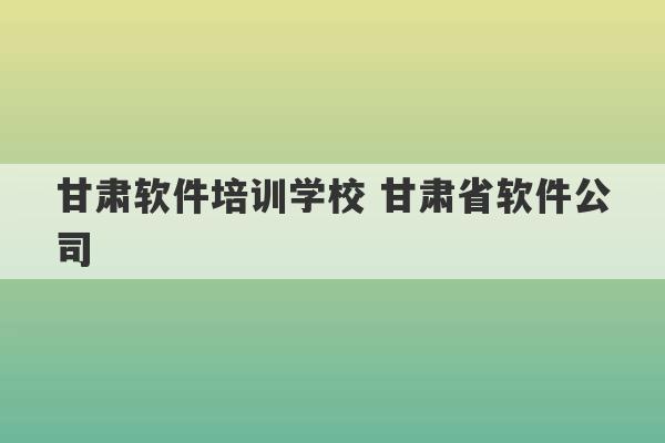 甘肃软件培训学校 甘肃省软件公司