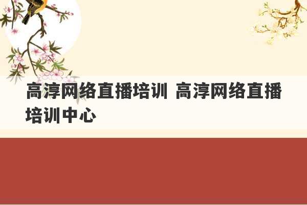 高淳网络直播培训 高淳网络直播培训中心