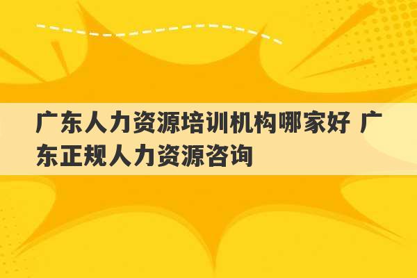 广东人力资源培训机构哪家好 广东正规人力资源咨询