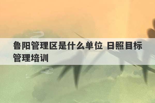 鲁阳管理区是什么单位 日照目标管理培训