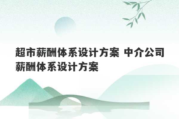 超市薪酬体系设计方案 中介公司薪酬体系设计方案