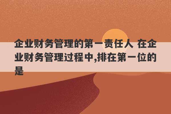 企业财务管理的第一责任人 在企业财务管理过程中,排在第一位的是