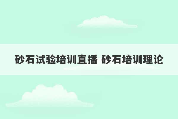 砂石试验培训直播 砂石培训理论