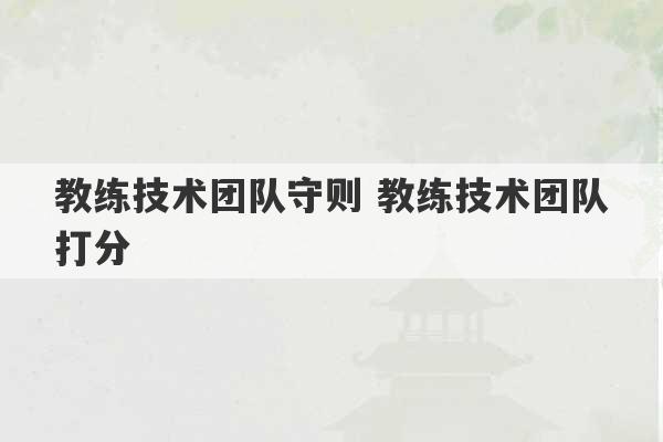 教练技术团队守则 教练技术团队打分