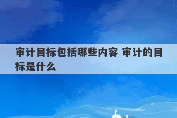 审计目标包括哪些内容 审计的目标是什么