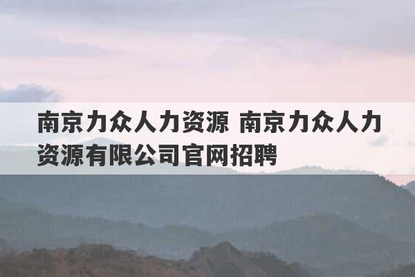 南京力众人力资源 南京力众人力资源有限公司官网招聘