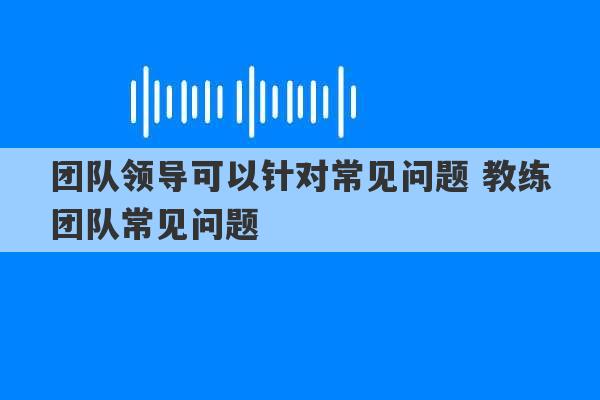 团队领导可以针对常见问题 教练团队常见问题