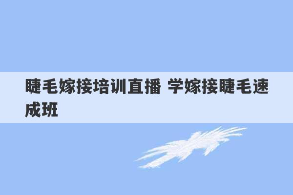 睫毛嫁接培训直播 学嫁接睫毛速成班