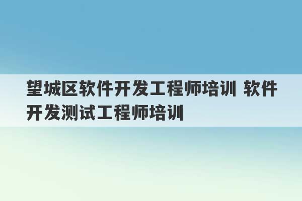 望城区软件开发工程师培训 软件开发测试工程师培训