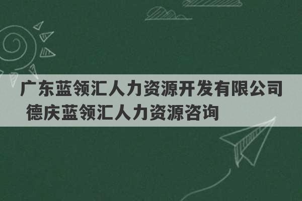 广东蓝领汇人力资源开发有限公司 德庆蓝领汇人力资源咨询