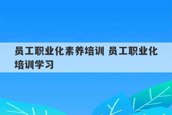 员工职业化素养培训 员工职业化培训学习