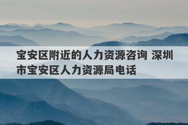 宝安区附近的人力资源咨询 深圳市宝安区人力资源局电话