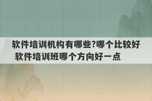 软件培训机构有哪些?哪个比较好 软件培训班哪个方向好一点