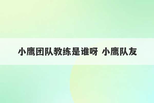 小鹰团队教练是谁呀 小鹰队友