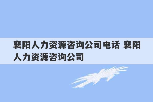 襄阳人力资源咨询公司电话 襄阳人力资源咨询公司