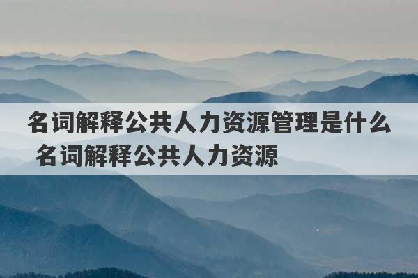 名词解释公共人力资源管理是什么 名词解释公共人力资源