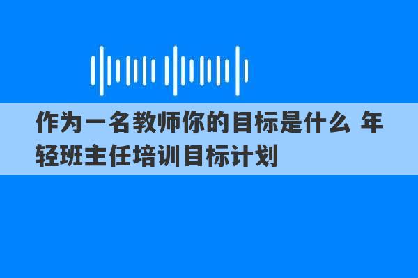 作为一名教师你的目标是什么 年轻班主任培训目标计划